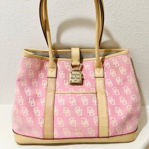 Dooney & Bourke Pink Leather Trim Tote Purse